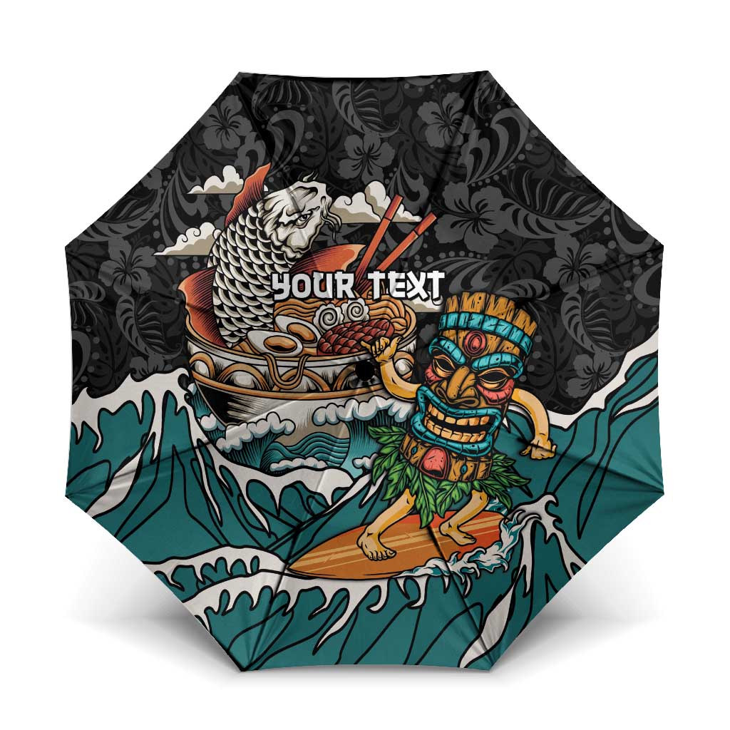 Personalized Japanese Koi Fish Ramen Umbrella Tiki Surfing Wagara Hibiscus Pattern
