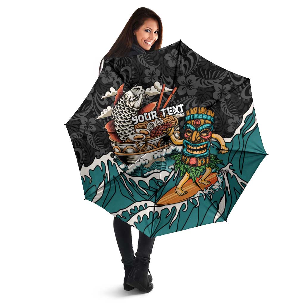Personalized Japanese Koi Fish Ramen Umbrella Tiki Surfing Wagara Hibiscus Pattern