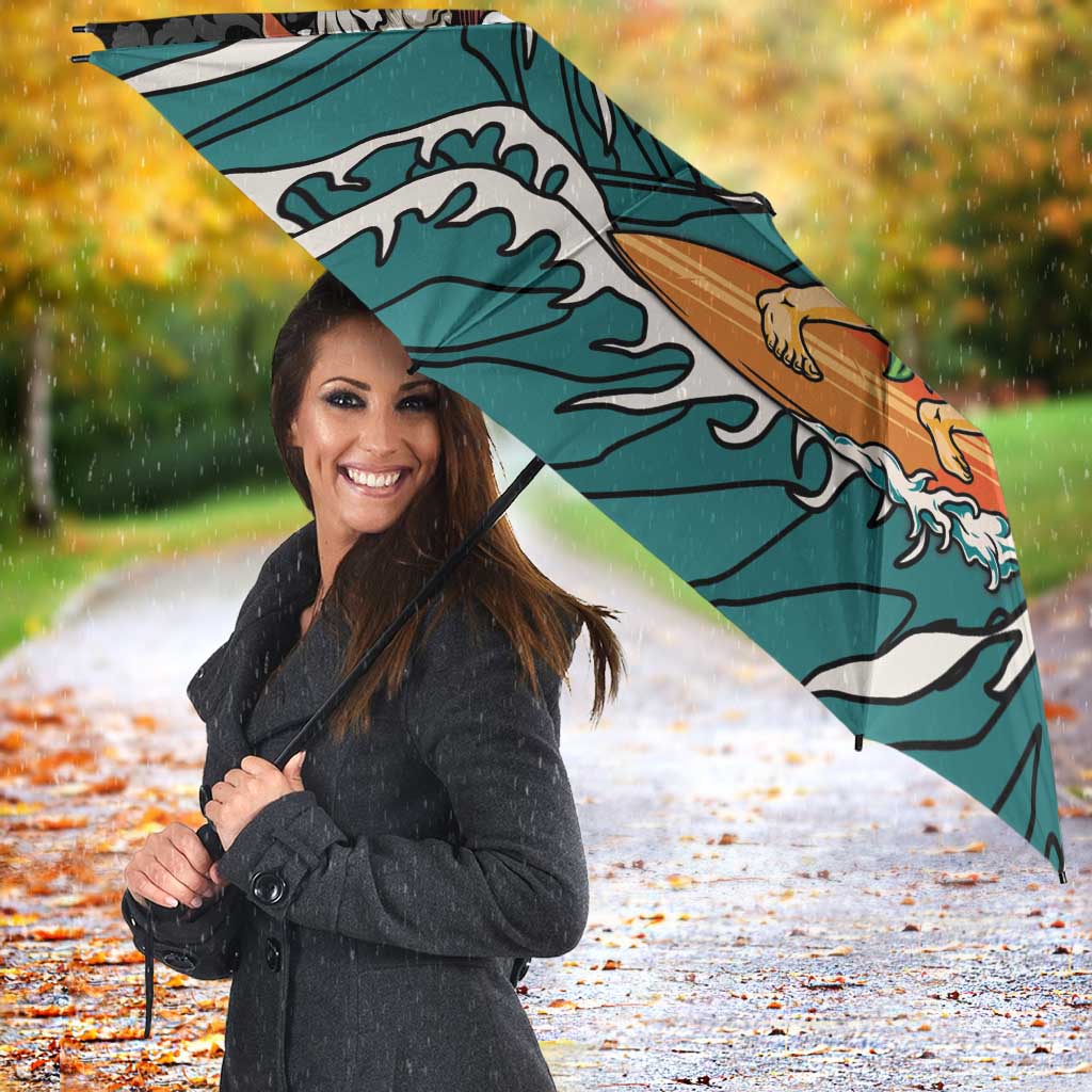 Personalized Japanese Koi Fish Ramen Umbrella Tiki Surfing Wagara Hibiscus Pattern