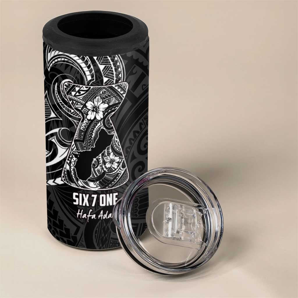 Black Guam Latte Stone Tribal Tattoo 4 in 1 Can Cooler Tumbler Hafa Adai Six 7 One LT9 - Polynesian Pride