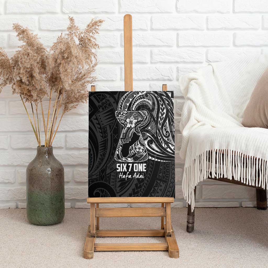 Black Guam Latte Stone Tribal Tattoo Canvas Wall Art Hafa Adai Six 7 One