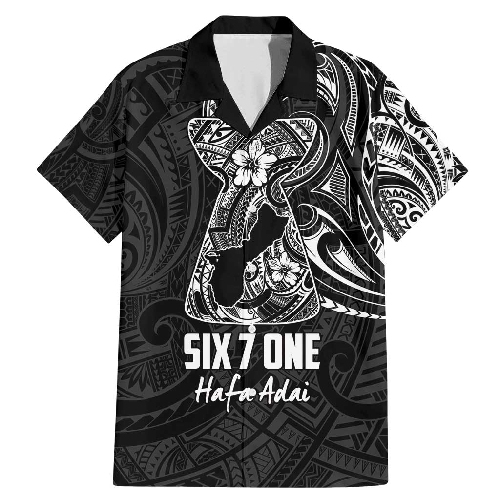 Black Guam Latte Stone Tribal Tattoo Family Matching Mermaid Dress and Hawaiian Shirt Hafa Adai Six 7 One LT9 Dad's Shirt - Short Sleeve Black - Polynesian Pride