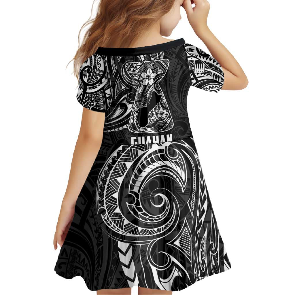 Black Guam Latte Stone Tribal Tattoo Family Matching Off Shoulder Maxi Dress and Hawaiian Shirt Hafa Adai Six 7 One LT9 - Polynesian Pride