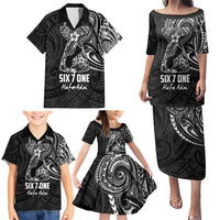 Black Guam Latte Stone Tribal Tattoo Family Matching Puletasi and Hawaiian Shirt Hafa Adai Six 7 One LT9 - Polynesian Pride