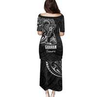 Black Guam Latte Stone Tribal Tattoo Family Matching Puletasi and Hawaiian Shirt Hafa Adai Six 7 One LT9 - Polynesian Pride