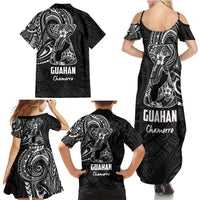 Black Guam Latte Stone Tribal Tattoo Family Matching Summer Maxi Dress and Hawaiian Shirt Hafa Adai Six 7 One LT9 - Polynesian Pride
