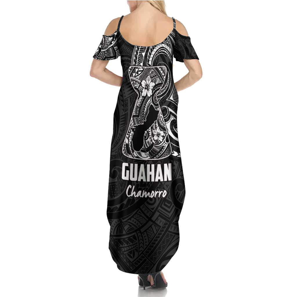 Black Guam Latte Stone Tribal Tattoo Family Matching Summer Maxi Dress and Hawaiian Shirt Hafa Adai Six 7 One LT9 - Polynesian Pride