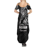 Black Guam Latte Stone Tribal Tattoo Family Matching Summer Maxi Dress and Hawaiian Shirt Hafa Adai Six 7 One LT9 - Polynesian Pride