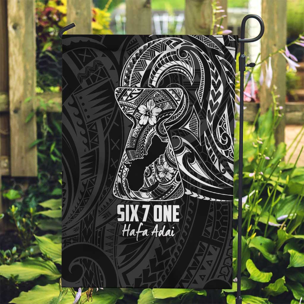 Black Guam Latte Stone Tribal Tattoo Garden Flag Hafa Adai Six 7 One LT9 Garden Flag Black - Polynesian Pride