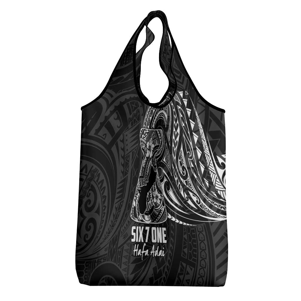 Black Guam Latte Stone Tribal Tattoo Grocery Bag Hafa Adai Six 7 One