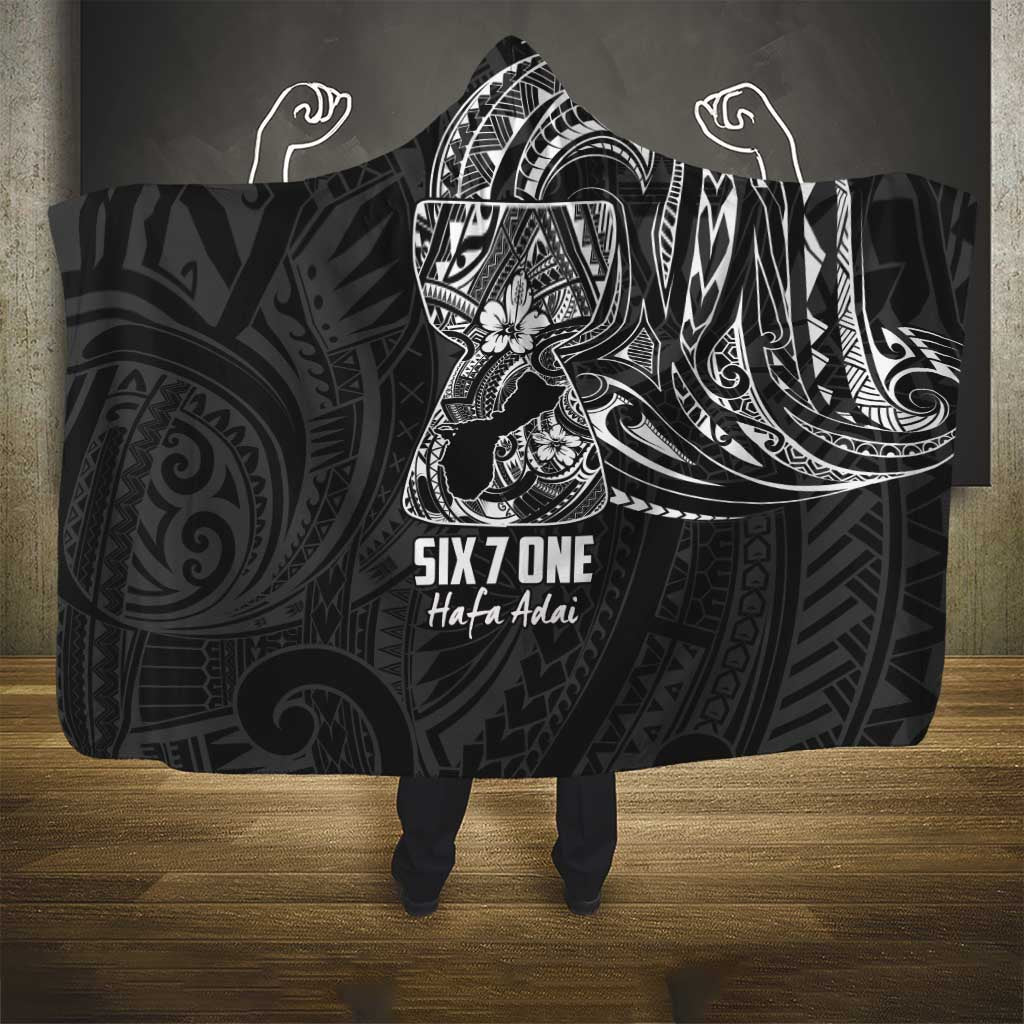 Black Guam Latte Stone Tribal Tattoo Hooded Blanket Hafa Adai Six 7 One