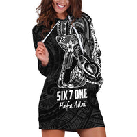 Black Guam Latte Stone Tribal Tattoo Hoodie Dress Hafa Adai Six 7 One LT9 Black - Polynesian Pride
