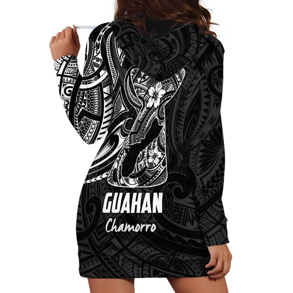 Black Guam Latte Stone Tribal Tattoo Hoodie Dress Hafa Adai Six 7 One LT9 - Polynesian Pride