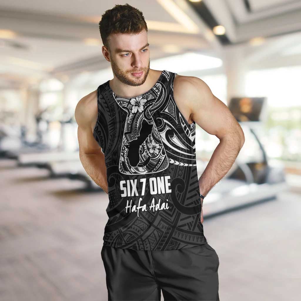 Black Guam Latte Stone Tribal Tattoo Men Tank Top Hafa Adai Six 7 One LT9 Black - Polynesian Pride