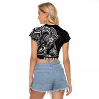 Black Guam Latte Stone Tribal Tattoo Raglan Cropped T Shirt Hafa Adai Six 7 One