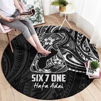 Black Guam Latte Stone Tribal Tattoo Round Carpet Hafa Adai Six 7 One