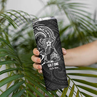 Black Guam Latte Stone Tribal Tattoo Skinny Tumbler Hafa Adai Six 7 One LT9 - Polynesian Pride