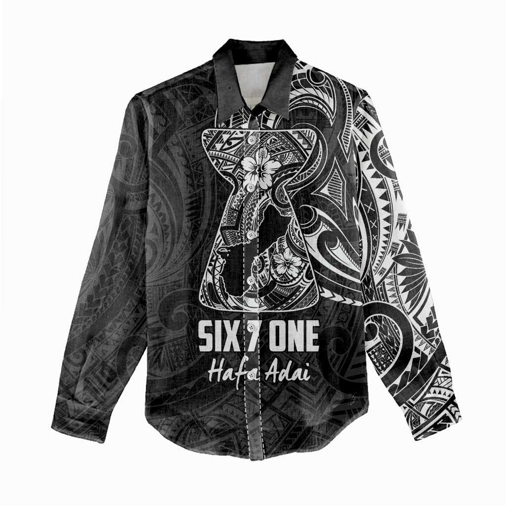 Black Guam Latte Stone Tribal Tattoo Women Casual Shirt Hafa Adai Six 7 One LT9 - Polynesian Pride