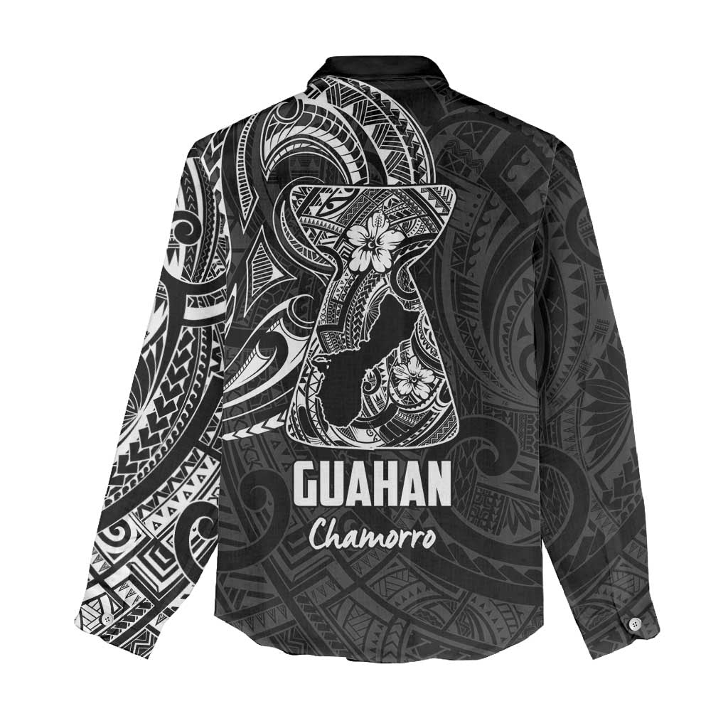Black Guam Latte Stone Tribal Tattoo Women Casual Shirt Hafa Adai Six 7 One LT9 - Polynesian Pride