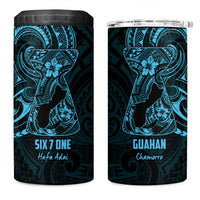 Blue Guam Latte Stone Tribal Tattoo 4 in 1 Can Cooler Tumbler Hafa Adai Six 7 One LT9 One Size: 16 oz Blue - Polynesian Pride