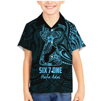 Blue Guam Latte Stone Tribal Tattoo Family Matching Mermaid Dress and Hawaiian Shirt Hafa Adai Six 7 One LT9 Son's Shirt Blue - Polynesian Pride