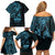Blue Guam Latte Stone Tribal Tattoo Family Matching Off Shoulder Short Dress and Hawaiian Shirt Hafa Adai Six 7 One