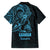 Blue Guam Latte Stone Tribal Tattoo Family Matching Off Shoulder Short Dress and Hawaiian Shirt Hafa Adai Six 7 One