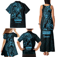 Blue Guam Latte Stone Tribal Tattoo Family Matching Tank Maxi Dress and Hawaiian Shirt Hafa Adai Six 7 One LT9 - Polynesian Pride