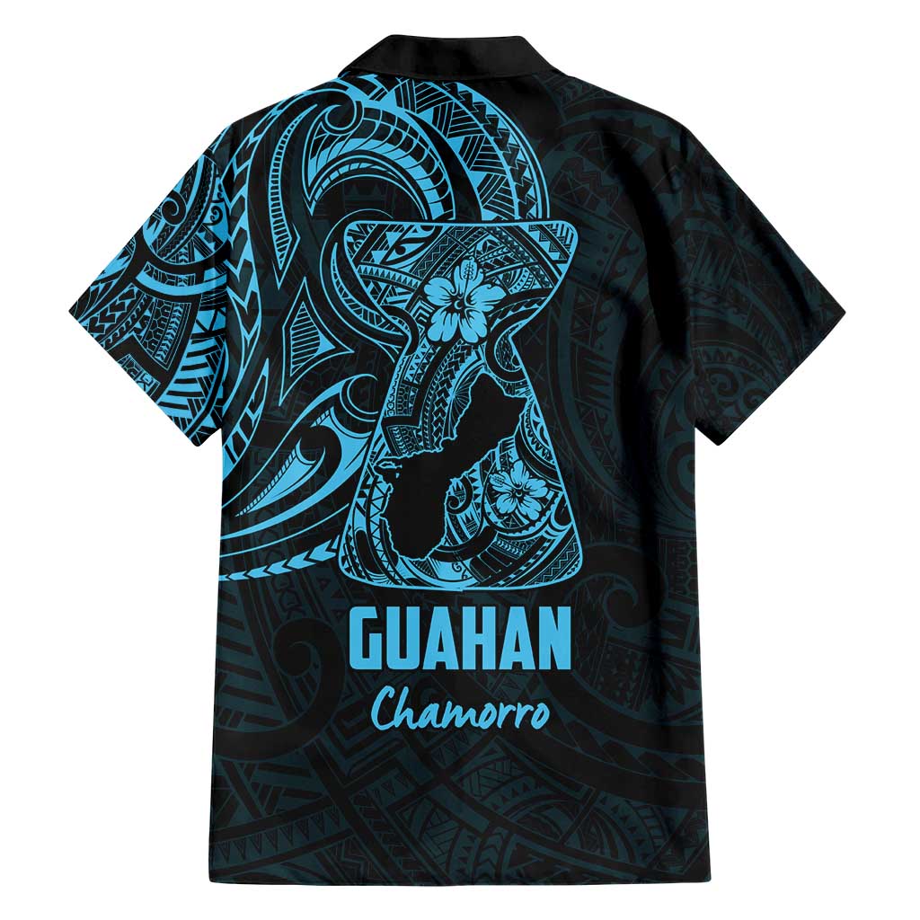 Blue Guam Latte Stone Tribal Tattoo Hawaiian Shirt Hafa Adai Six 7 One