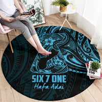 Blue Guam Latte Stone Tribal Tattoo Round Carpet Hafa Adai Six 7 One LT9 - Polynesian Pride