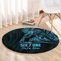 Blue Guam Latte Stone Tribal Tattoo Round Carpet Hafa Adai Six 7 One LT9 - Polynesian Pride