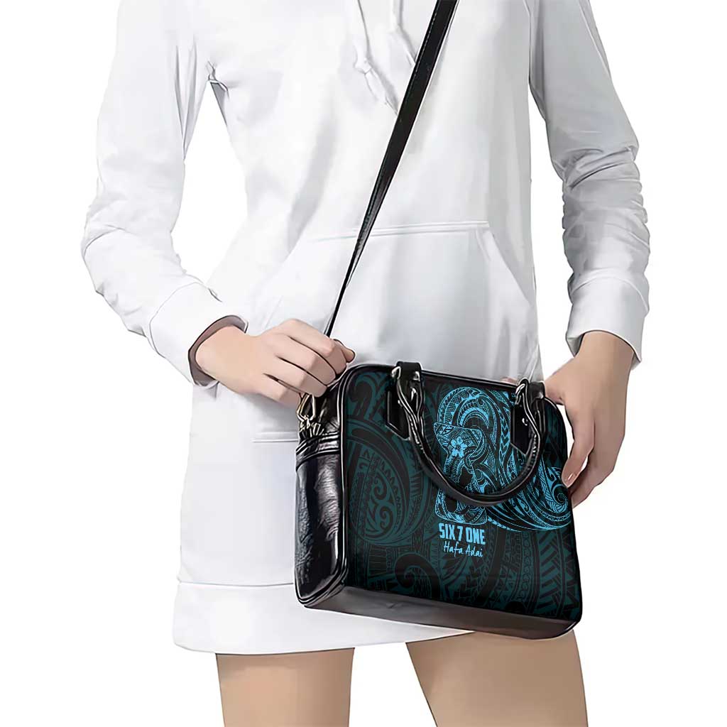 Blue Guam Latte Stone Tribal Tattoo Shoulder Handbag Hafa Adai Six 7 One