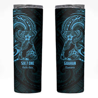 Blue Guam Latte Stone Tribal Tattoo Skinny Tumbler Hafa Adai Six 7 One LT9 Blue - Polynesian Pride
