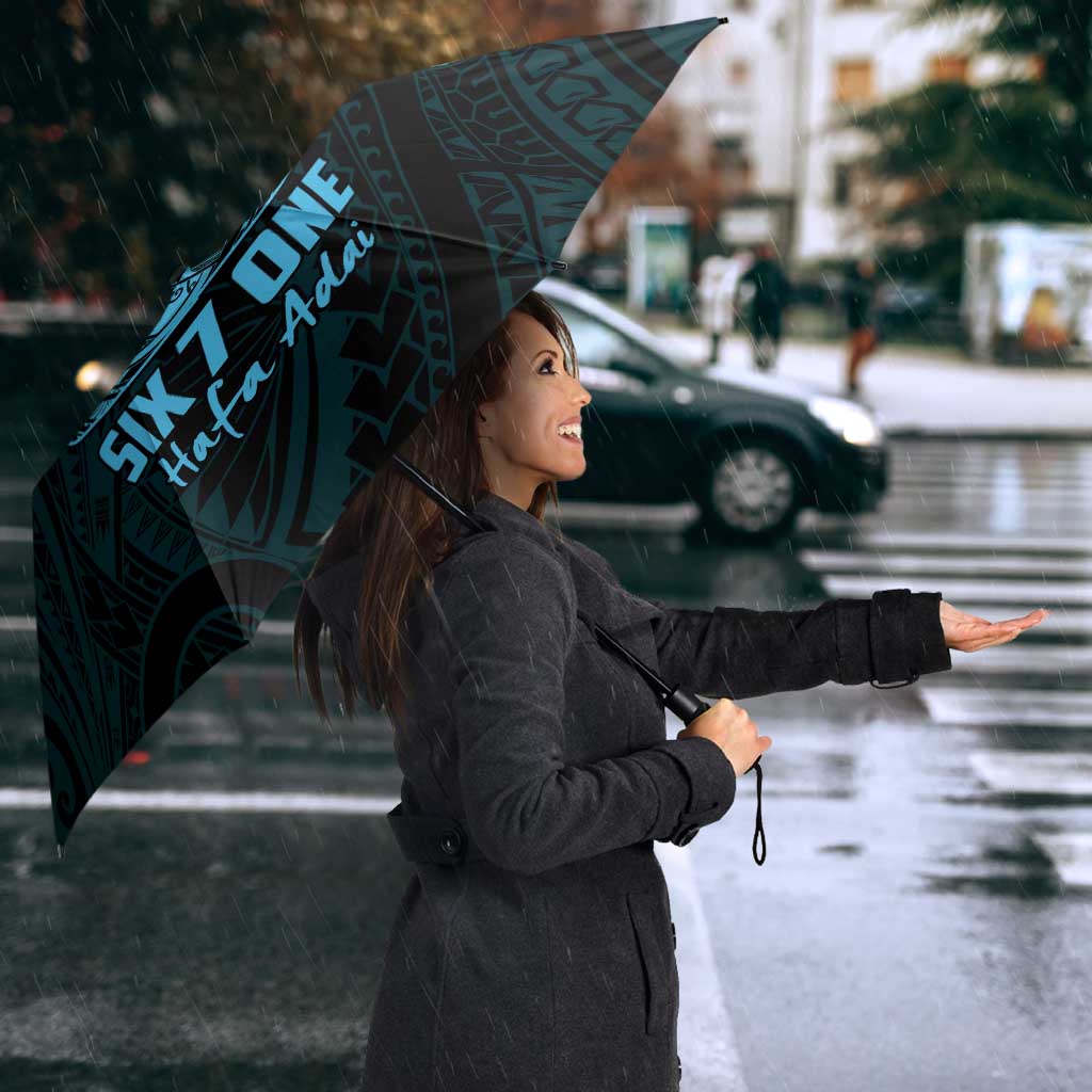 Blue Guam Latte Stone Tribal Tattoo Umbrella Hafa Adai Six 7 One - Polynesian Pride