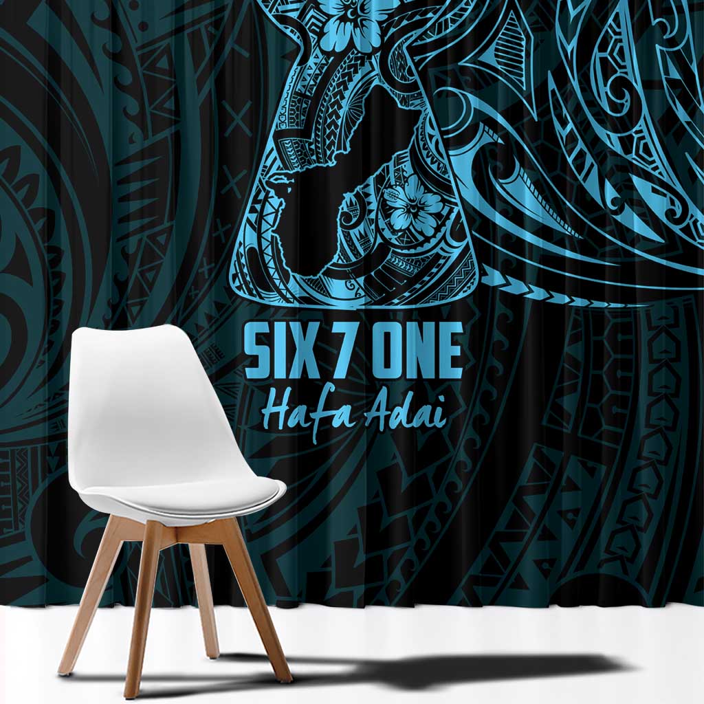 Blue Guam Latte Stone Tribal Tattoo Window Curtain Hafa Adai Six 7 One