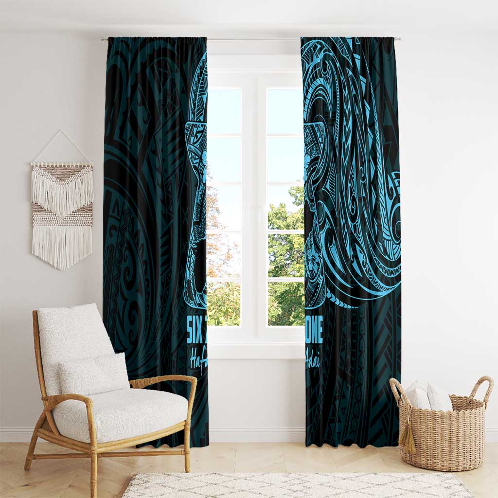 Blue Guam Latte Stone Tribal Tattoo Window Curtain Hafa Adai Six 7 One