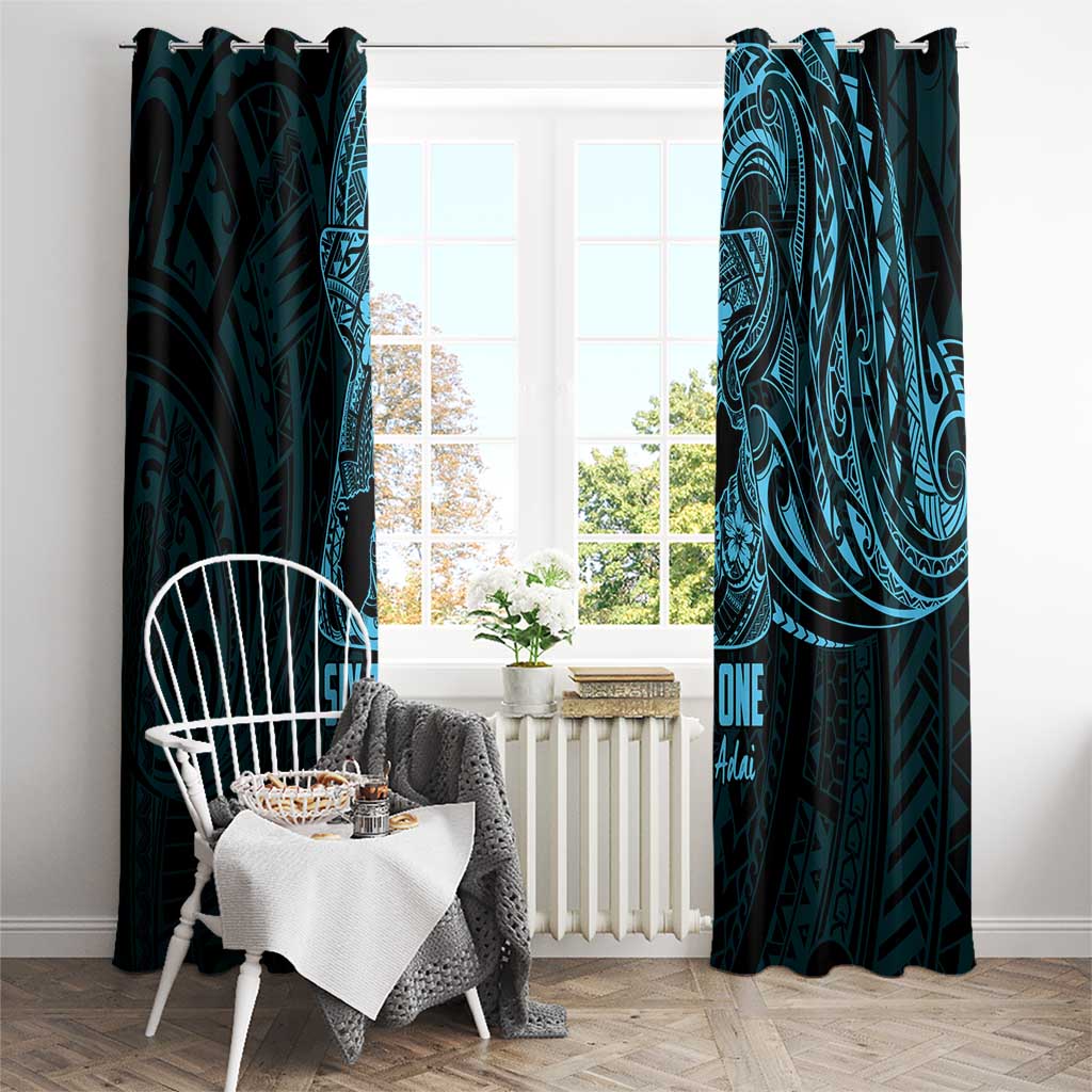 Blue Guam Latte Stone Tribal Tattoo Window Curtain Hafa Adai Six 7 One