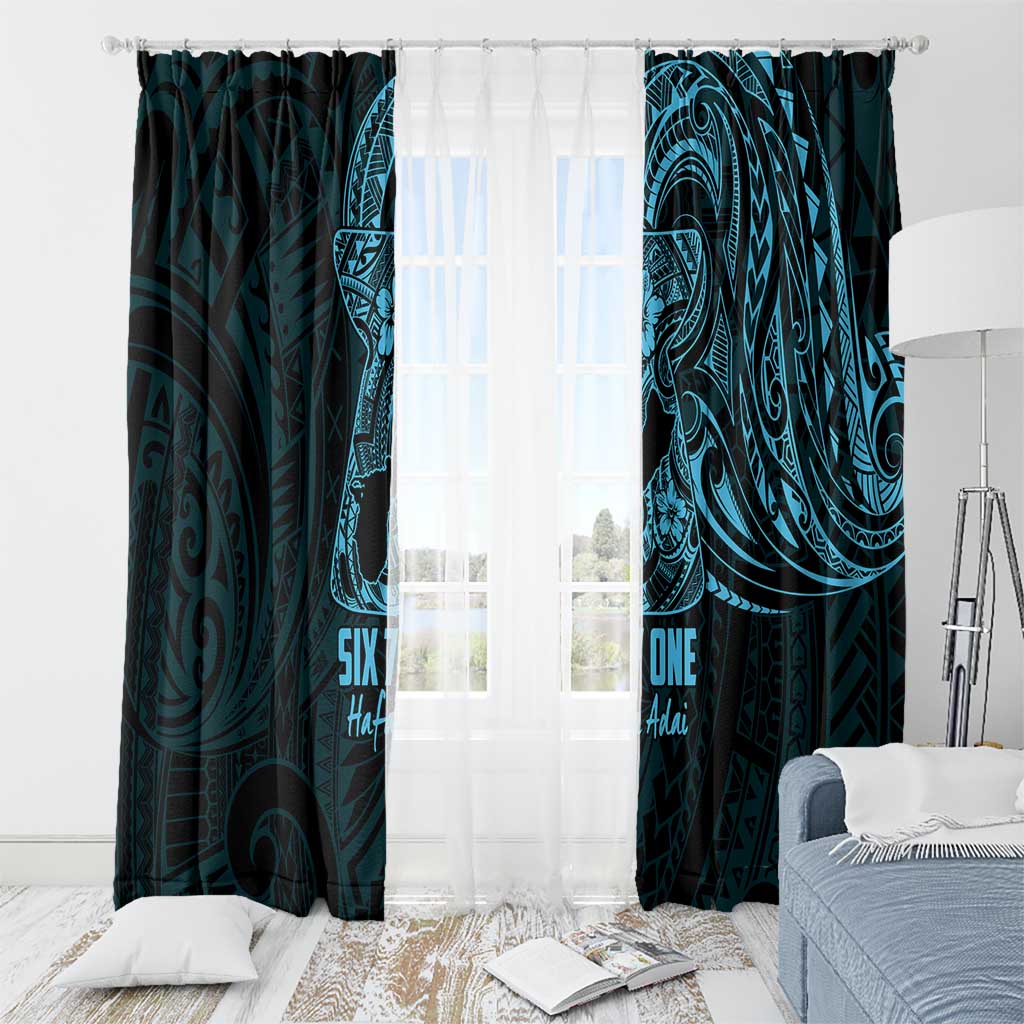 Blue Guam Latte Stone Tribal Tattoo Window Curtain Hafa Adai Six 7 One