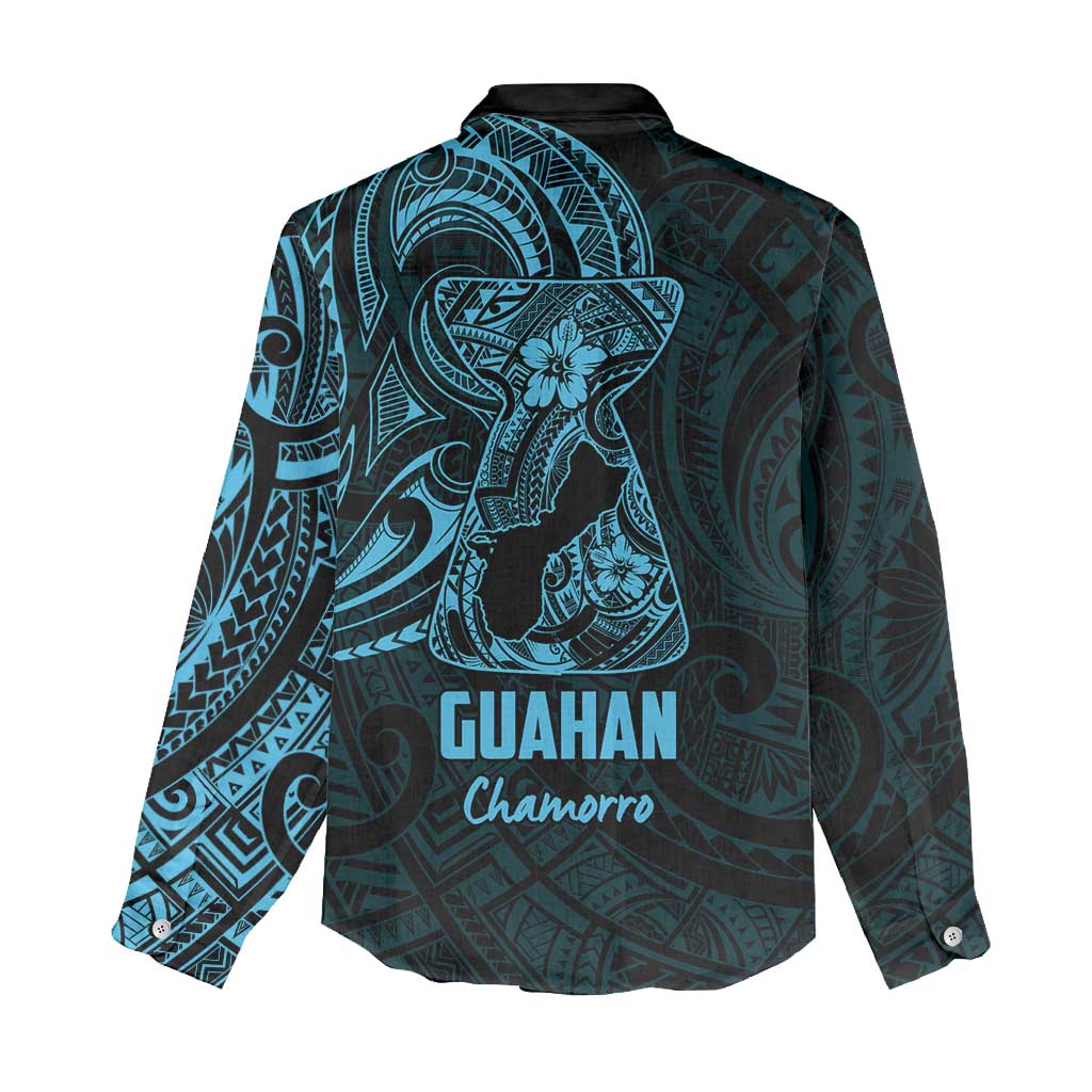 Blue Guam Latte Stone Tribal Tattoo Women Casual Shirt Hafa Adai Six 7 One LT9 - Polynesian Pride