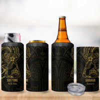 Gold Guam Latte Stone Tribal Tattoo 4 in 1 Can Cooler Tumbler Hafa Adai Six 7 One LT9 - Polynesian Pride