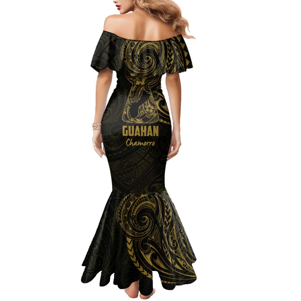 Gold Guam Latte Stone Tribal Tattoo Family Matching Mermaid Dress and Hawaiian Shirt Hafa Adai Six 7 One LT9 - Polynesian Pride