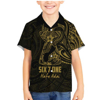 Gold Guam Latte Stone Tribal Tattoo Family Matching Mermaid Dress and Hawaiian Shirt Hafa Adai Six 7 One LT9 Son's Shirt Gold - Polynesian Pride