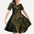 Gold Guam Latte Stone Tribal Tattoo Family Matching Off Shoulder Maxi Dress and Hawaiian Shirt Hafa Adai Six 7 One