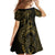 Gold Guam Latte Stone Tribal Tattoo Family Matching Off Shoulder Maxi Dress and Hawaiian Shirt Hafa Adai Six 7 One