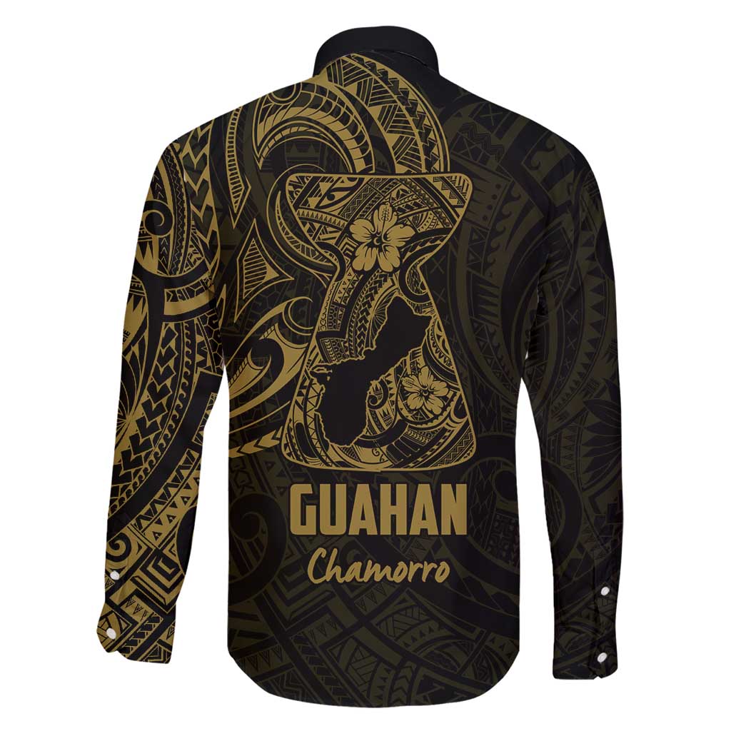 Gold Guam Latte Stone Tribal Tattoo Family Matching Off Shoulder Maxi Dress and Hawaiian Shirt Hafa Adai Six 7 One LT9 - Polynesian Pride