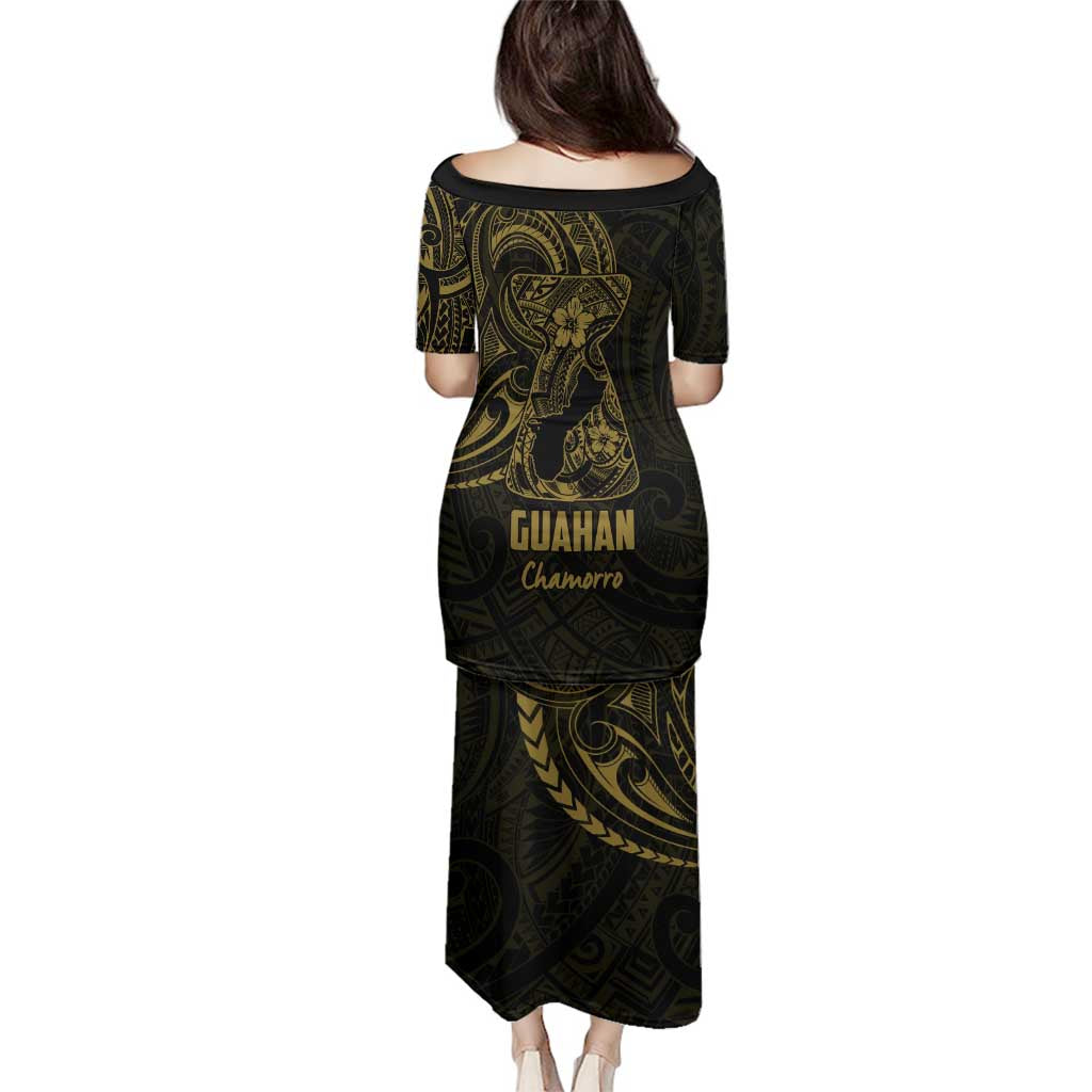 Gold Guam Latte Stone Tribal Tattoo Family Matching Puletasi and Hawaiian Shirt Hafa Adai Six 7 One LT9 - Polynesian Pride