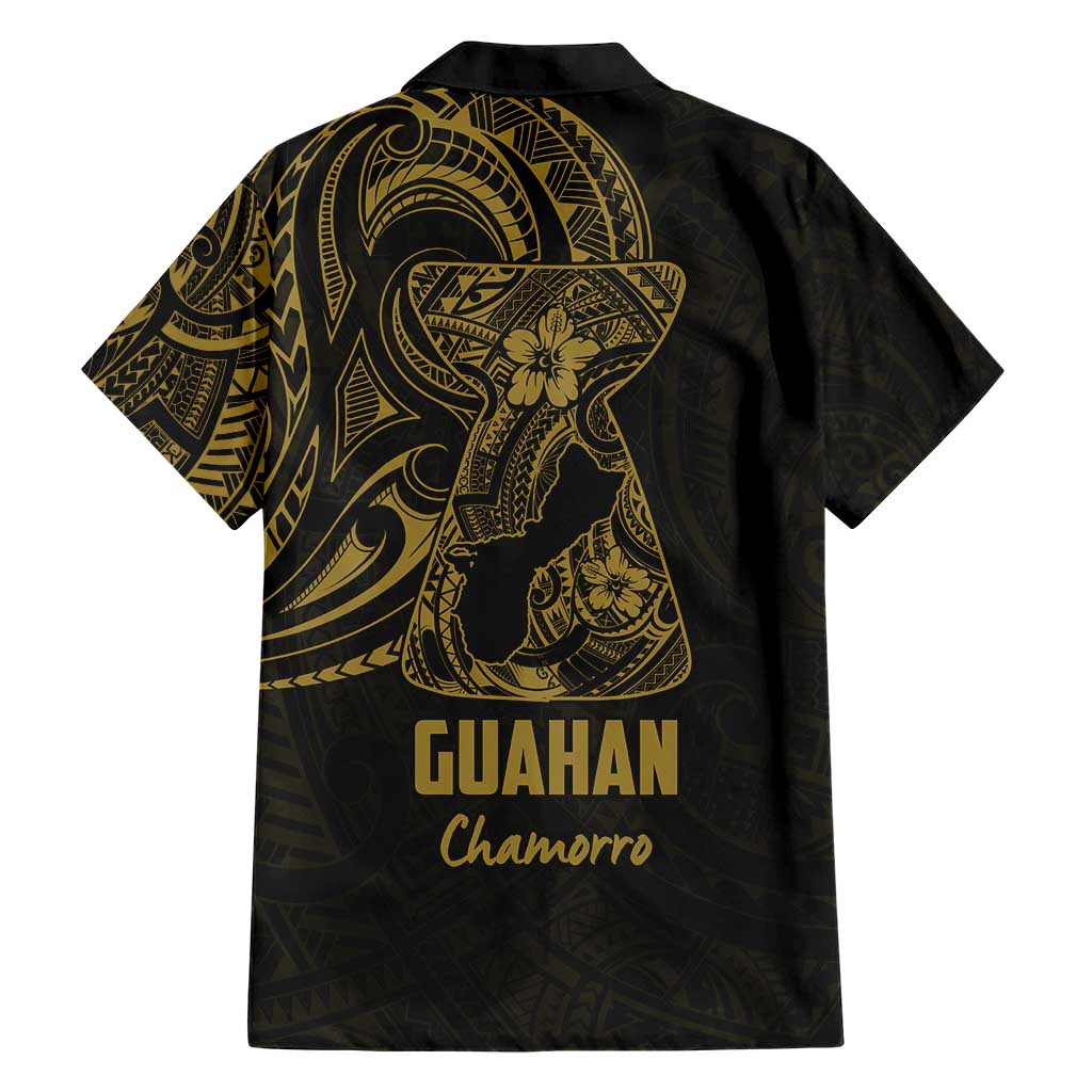 Gold Guam Latte Stone Tribal Tattoo Family Matching Short Sleeve Bodycon Dress and Hawaiian Shirt Hafa Adai Six 7 One LT9 - Polynesian Pride