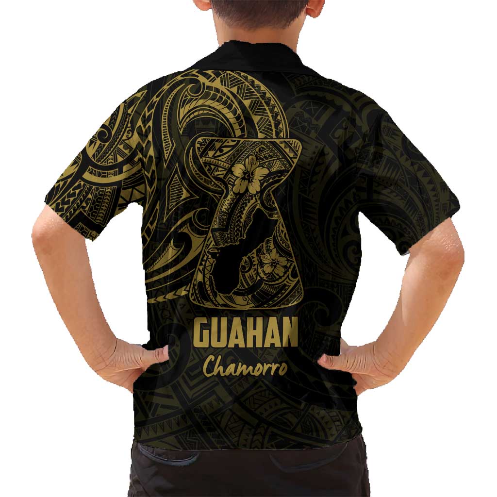 Gold Guam Latte Stone Tribal Tattoo Family Matching Summer Maxi Dress and Hawaiian Shirt Hafa Adai Six 7 One LT9 - Polynesian Pride