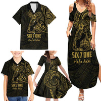 Gold Guam Latte Stone Tribal Tattoo Family Matching Summer Maxi Dress and Hawaiian Shirt Hafa Adai Six 7 One LT9 - Polynesian Pride