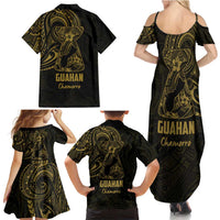 Gold Guam Latte Stone Tribal Tattoo Family Matching Summer Maxi Dress and Hawaiian Shirt Hafa Adai Six 7 One LT9 - Polynesian Pride